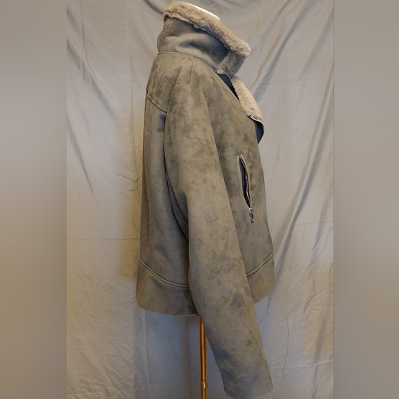 LAUREN RALPH LAUREN Faux Shearling Moto Jacket XXL - Picture 3 of 9